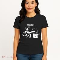 Funny Gamer Rage Quit Stick Figure Gaming Sarcastic Meme Women's T-Shirt thumb 4