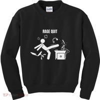 Funny Gamer Rage Quit Stick Figure Gaming Sarcastic Meme Kids Sweatshirt thumb 0