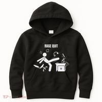 Funny Gamer Rage Quit Stick Figure Gaming Sarcastic Meme Kids Hoodie thumb 0