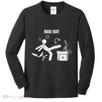 Funny Gamer Rage Quit Stick Figure Gaming Sarcastic Meme Kids Long Sleeve Shirt thumb 0