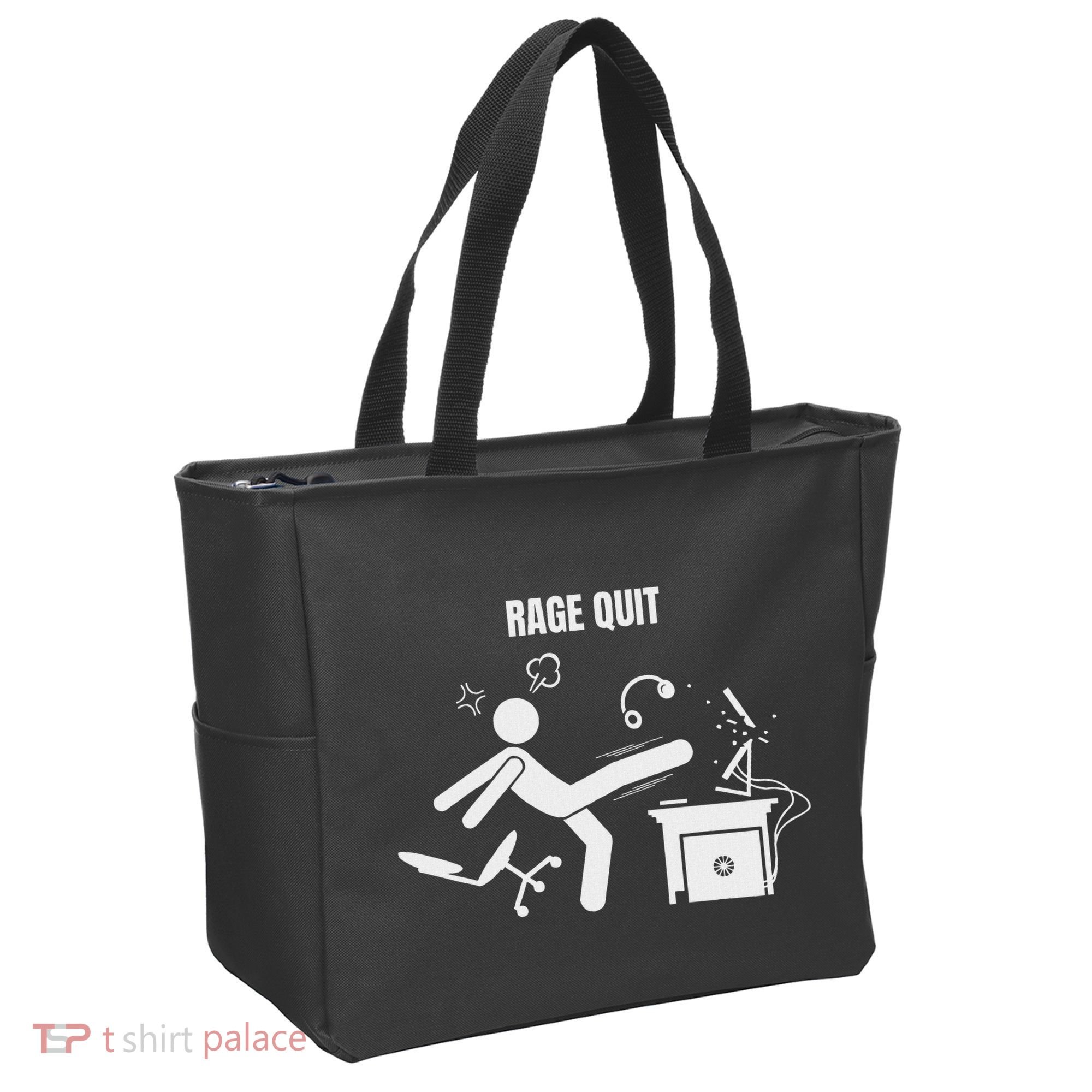 Funny Gamer Rage Quit Stick Figure Gaming Sarcastic Meme Tote Bag