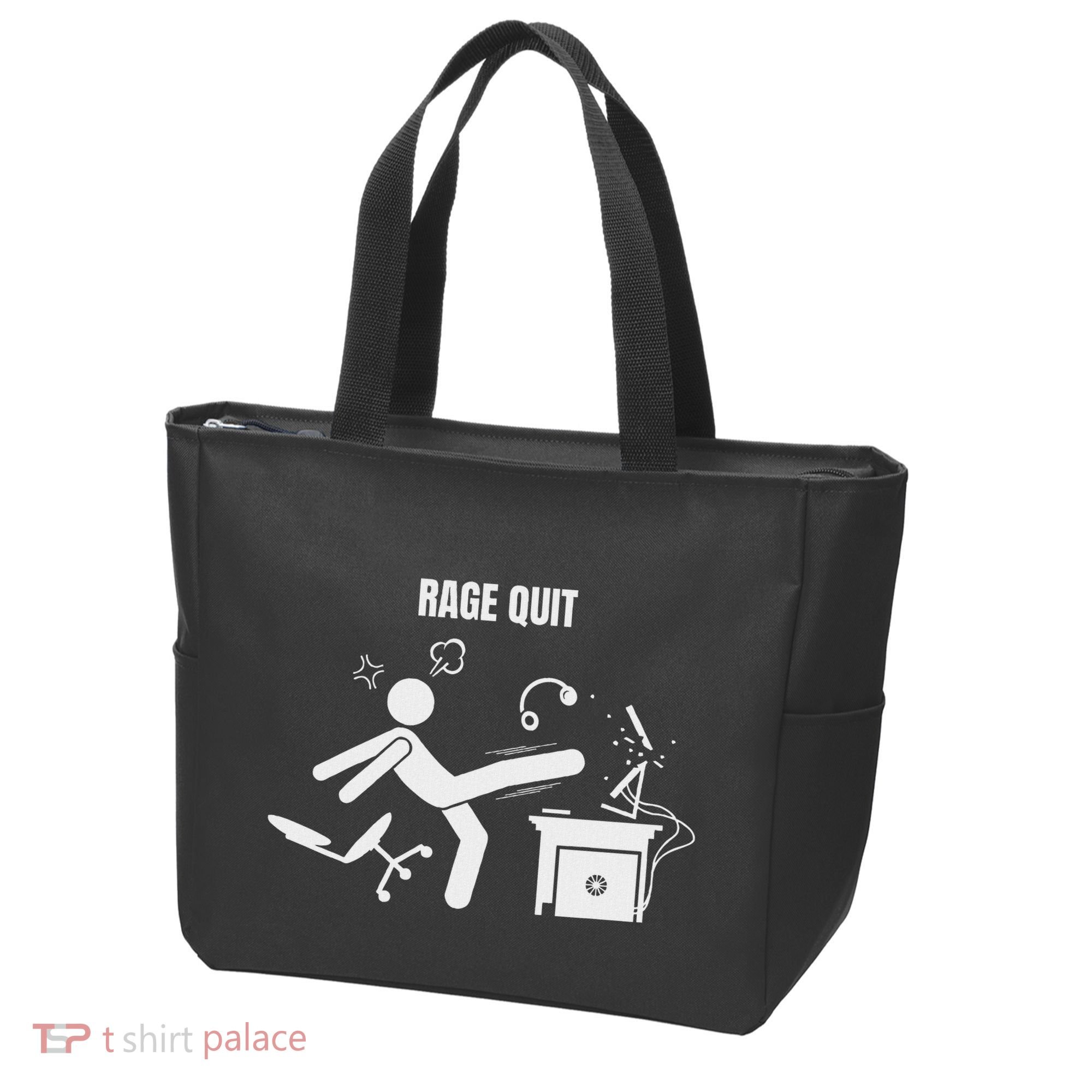 Funny Gamer Rage Quit Stick Figure Gaming Sarcastic Meme Tote Bag