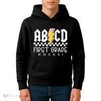 First Grade Rocks Teacher 1st Grade Kids Hoodie thumb 4