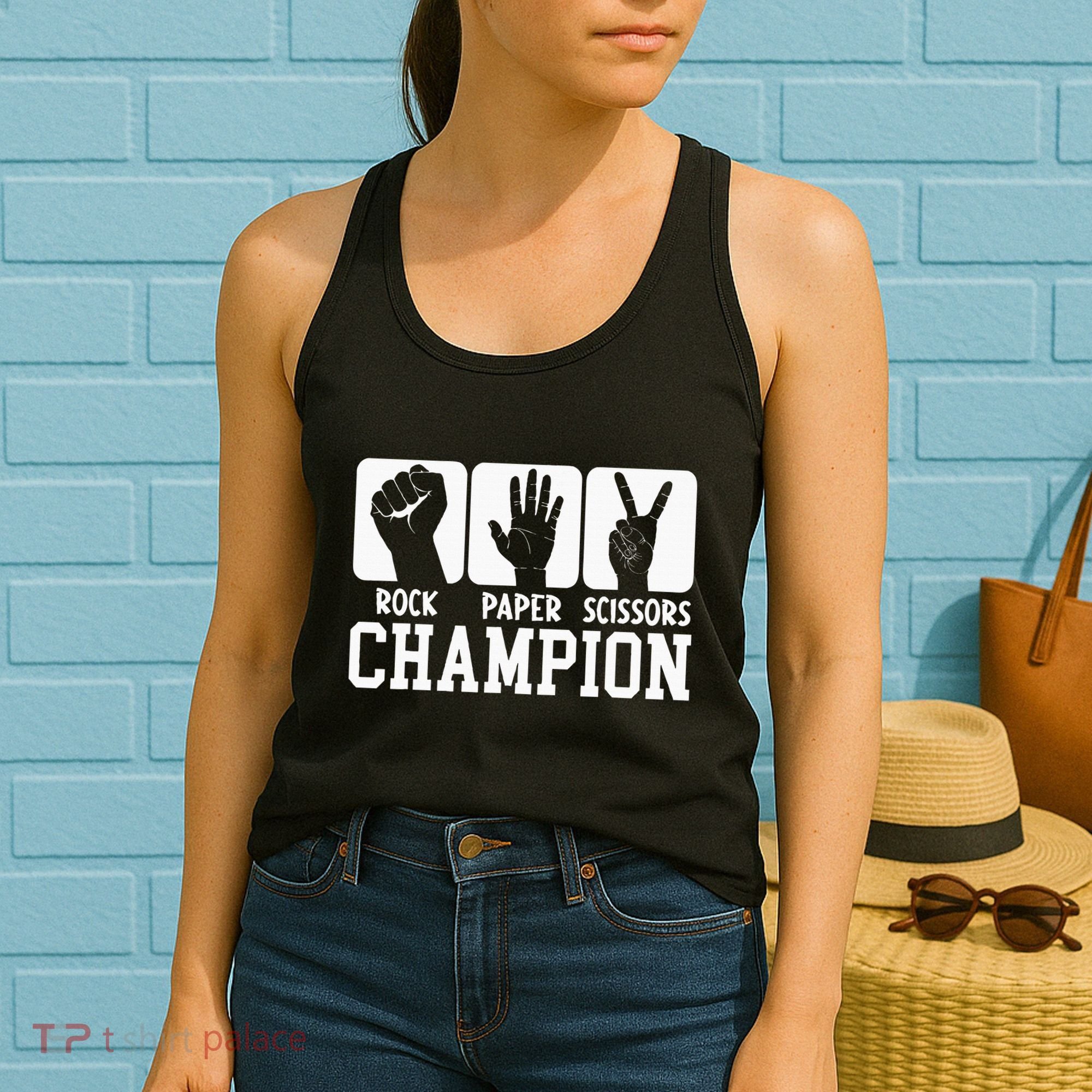 Funny Game Rock Paper Scissors Champion Women's Tank Top