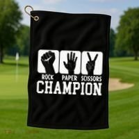 Funny Game Rock Paper Scissors Champion Golf Towel thumb 1