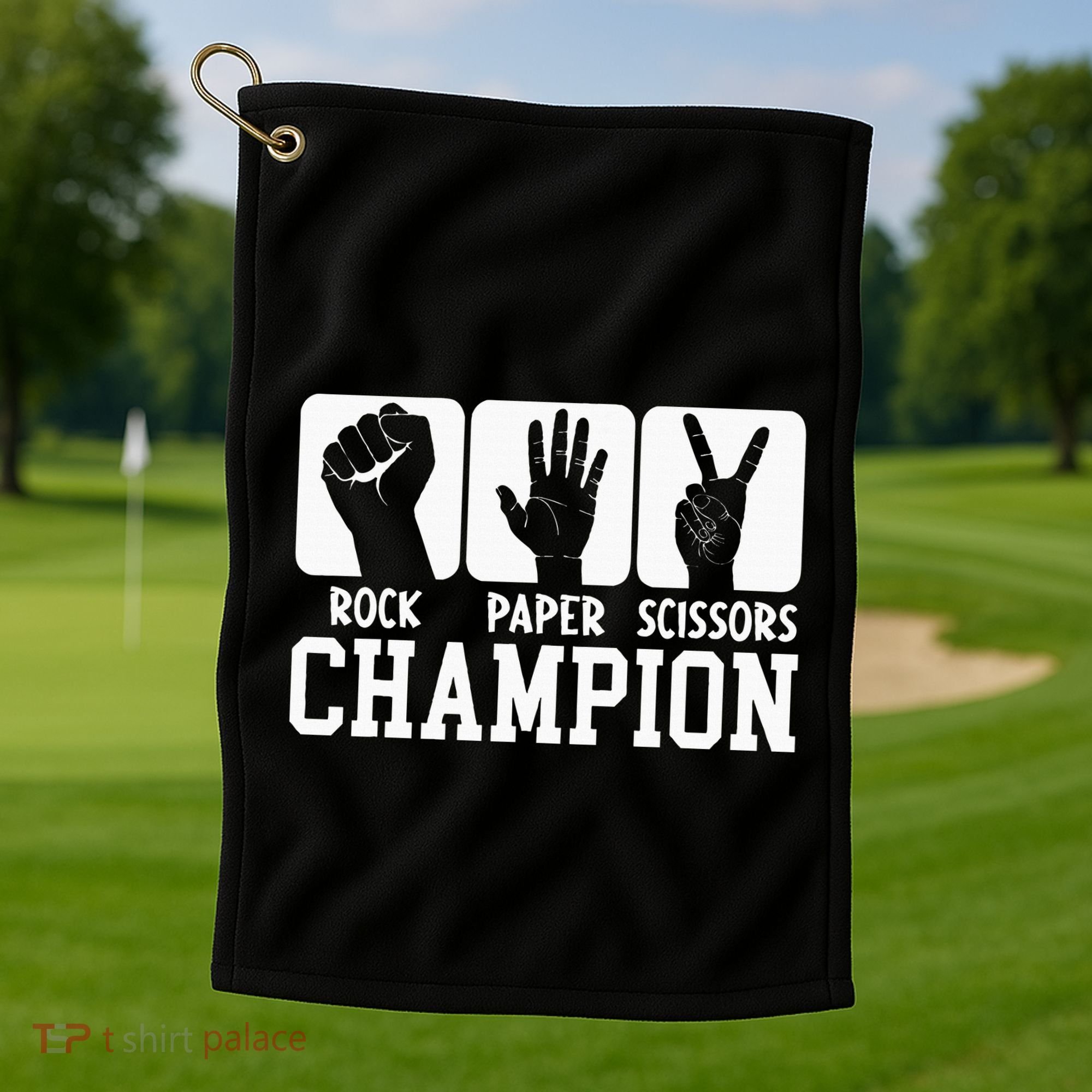 Funny Game Rock Paper Scissors Champion Golf Towel