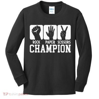 Funny Game Rock Paper Scissors Champion Kids Long Sleeve Shirt