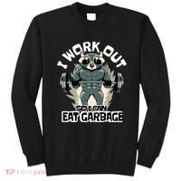 Funny Gym Raccoon I Workout So I Can Eat Garbage Sweatshirt thumb 0