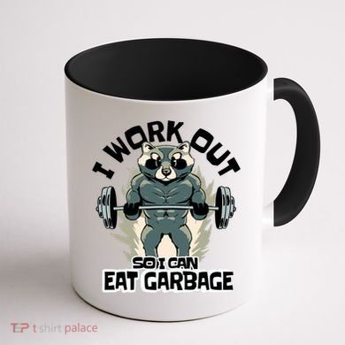 Funny Gym Raccoon I Workout So I Can Eat Garbage Coffee Mug back