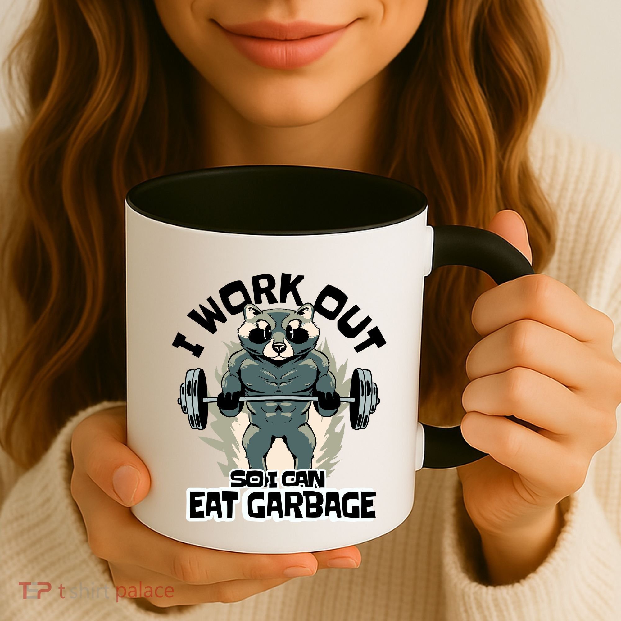 Funny Gym Raccoon I Workout So I Can Eat Garbage Coffee Mug