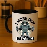 Funny Gym Raccoon I Workout So I Can Eat Garbage Coffee Mug thumb 4