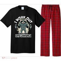 Funny Gym Raccoon I Workout So I Can Eat Garbage Pajama Set thumb 0
