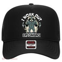 Funny Gym Raccoon I Workout So I Can Eat Garbage Hat thumb 0