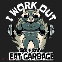 Funny Gym Raccoon I Workout So I Can Eat Garbage Hat thumb 2