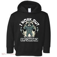 Funny Gym Raccoon I Workout So I Can Eat Garbage Toddler Hoodie thumb 0
