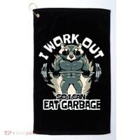 Funny Gym Raccoon I Workout So I Can Eat Garbage Golf Towel thumb 0