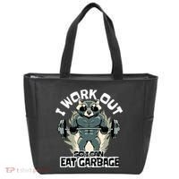 Funny Gym Raccoon I Workout So I Can Eat Garbage Tote Bag thumb 0