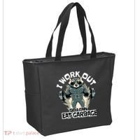 Funny Gym Raccoon I Workout So I Can Eat Garbage Tote Bag thumb 2