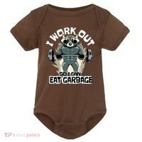 Funny Gym Raccoon I Workout So I Can Eat Garbage Baby Bodysuit thumb 0