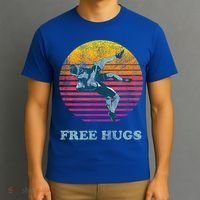 Funny Gift Retro Vintage Faded Cracked 70 80s Style Free Hugs Wrestling Gift T-Shirt thumb 3