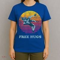 Funny Gift Retro Vintage Faded Cracked 70 80s Style Free Hugs Wrestling Gift T-Shirt thumb 4
