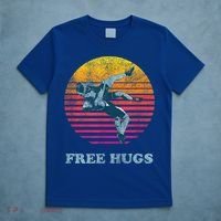 Funny Gift Retro Vintage Faded Cracked 70 80s Style Free Hugs Wrestling Gift T-Shirt thumb 5