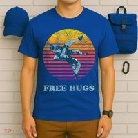 Funny Gift Retro Vintage Faded Cracked 70 80s Style Free Hugs Wrestling Gift T-Shirt thumb 6