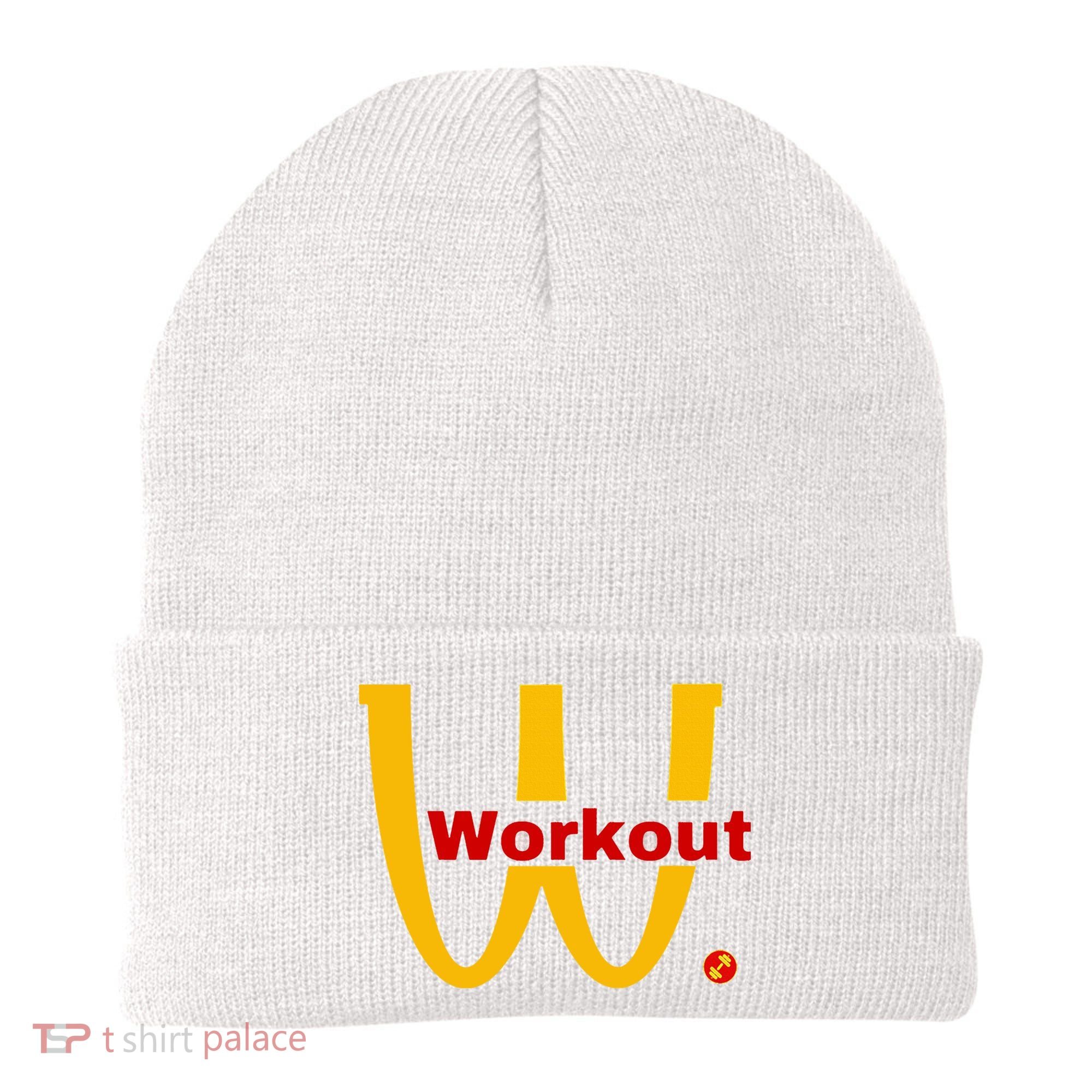 Fitness Gym Sarcastic Spoof Parody Logo Funny Workout Beanie
