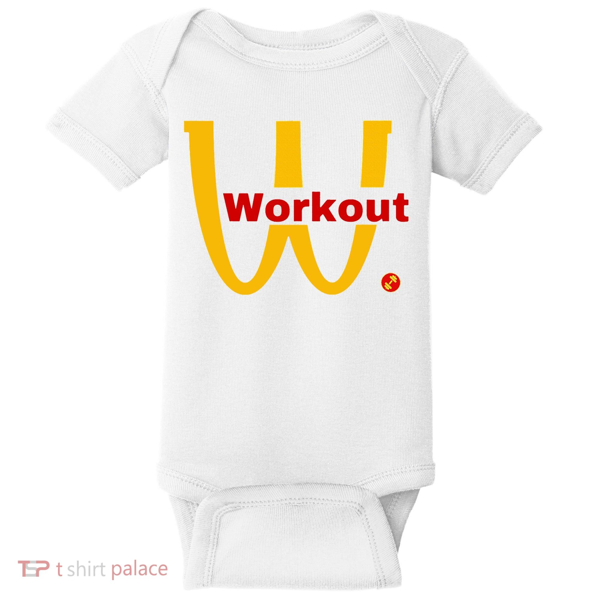 Fitness Gym Sarcastic Spoof Parody Logo Funny Workout Baby Bodysuit
