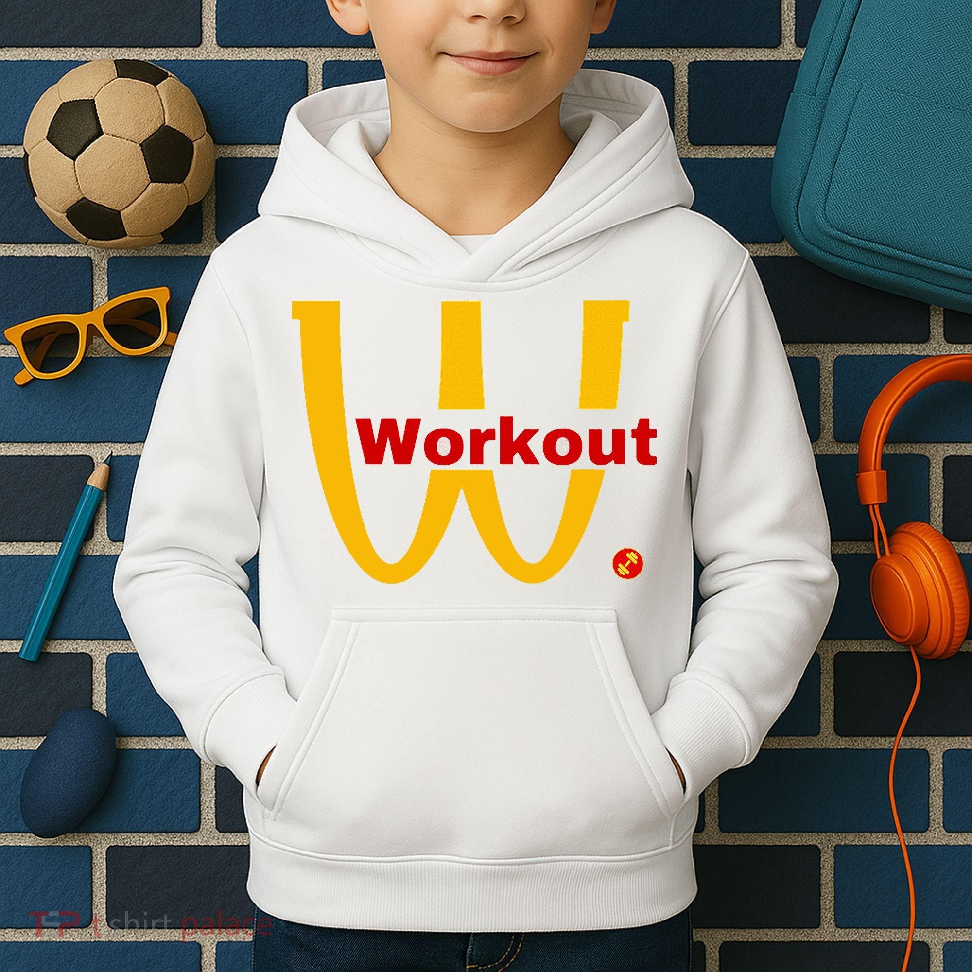 Fitness Gym Sarcastic Spoof Parody Logo Funny Workout Kids Hoodie