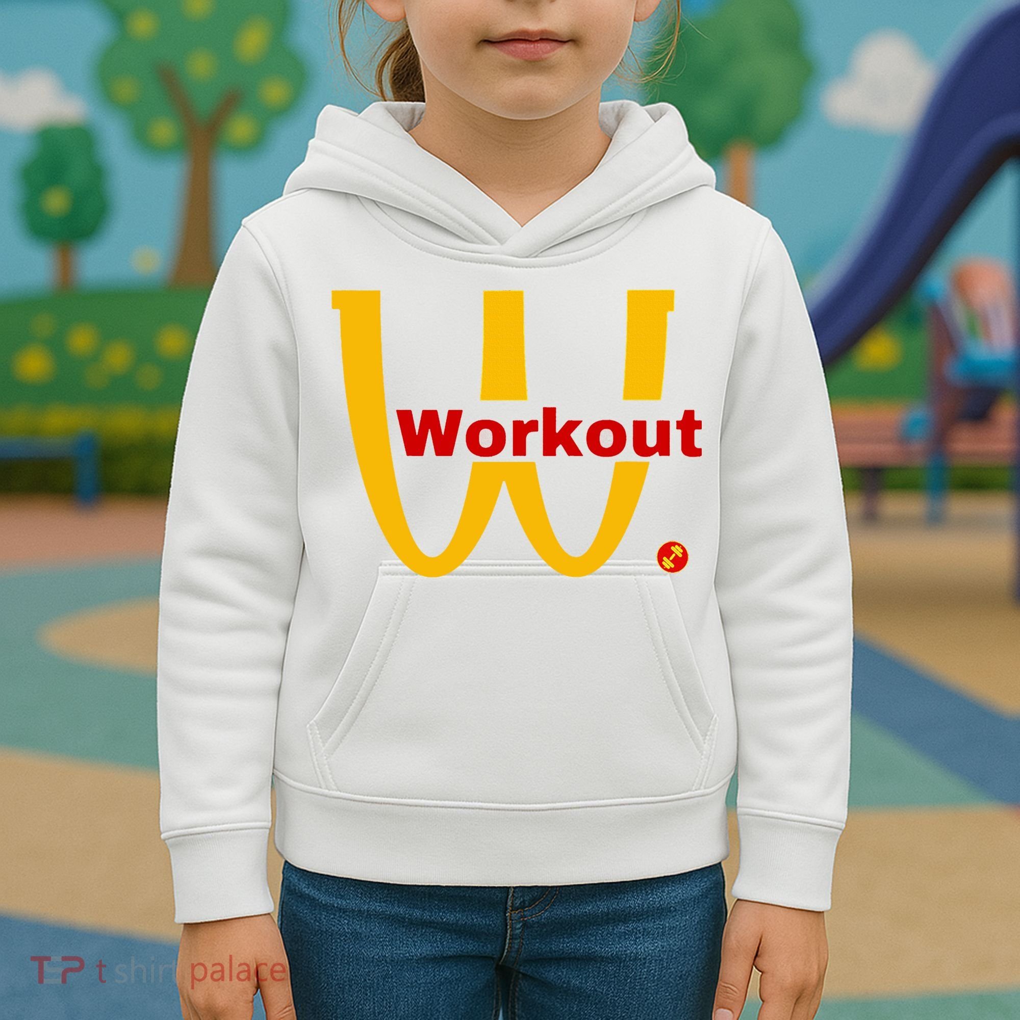 Fitness Gym Sarcastic Spoof Parody Logo Funny Workout Kids Hoodie