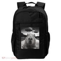 Funny Graphiccapybara Selfie With Ufos Weird Backpack thumb 0