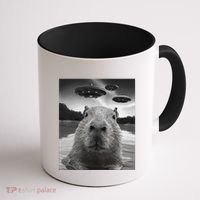 Funny Graphiccapybara Selfie With Ufos Weird Coffee Mug thumb 1
