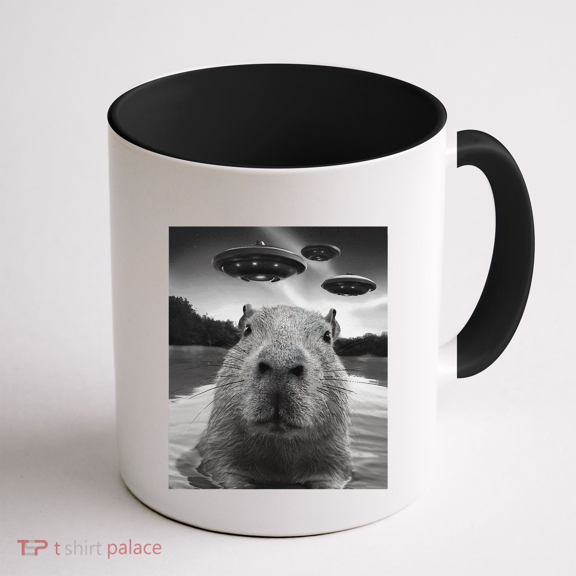 Funny Graphiccapybara Selfie With Ufos Weird Coffee Mug