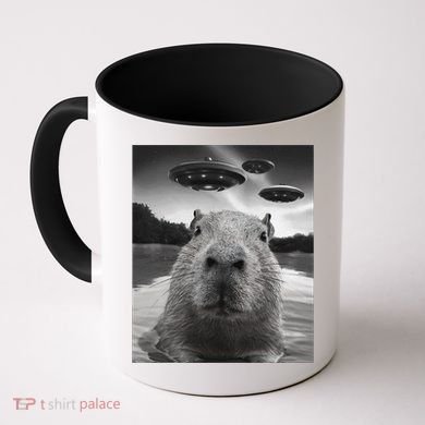 Funny Graphiccapybara Selfie With Ufos Weird Coffee Mug