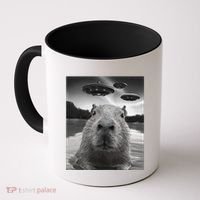 Funny Graphiccapybara Selfie With Ufos Weird Coffee Mug thumb 0