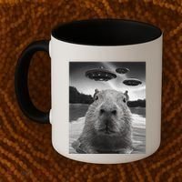 Funny Graphiccapybara Selfie With Ufos Weird Coffee Mug thumb 2