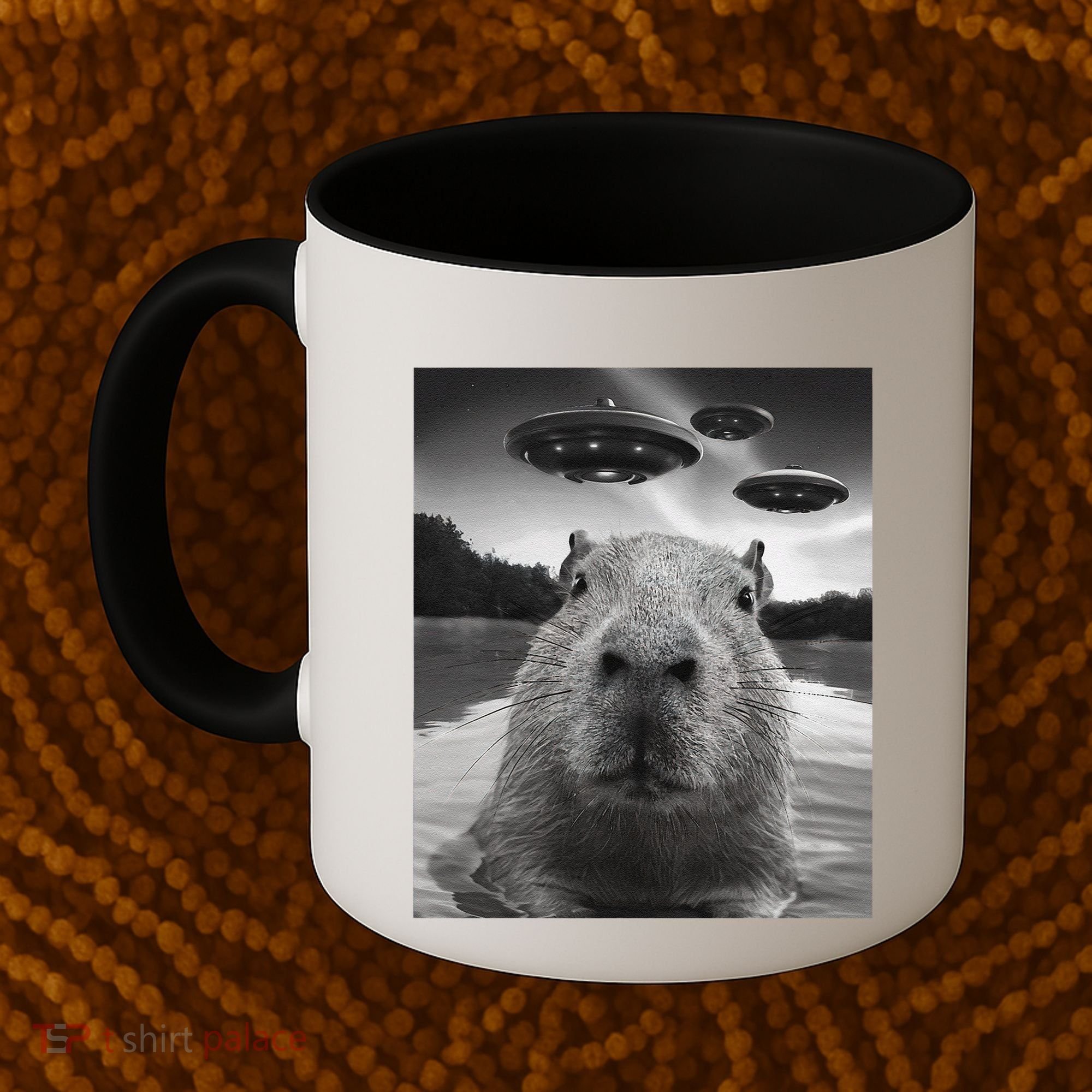 Funny Graphiccapybara Selfie With Ufos Weird Coffee Mug