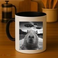 Funny Graphiccapybara Selfie With Ufos Weird Coffee Mug thumb 4