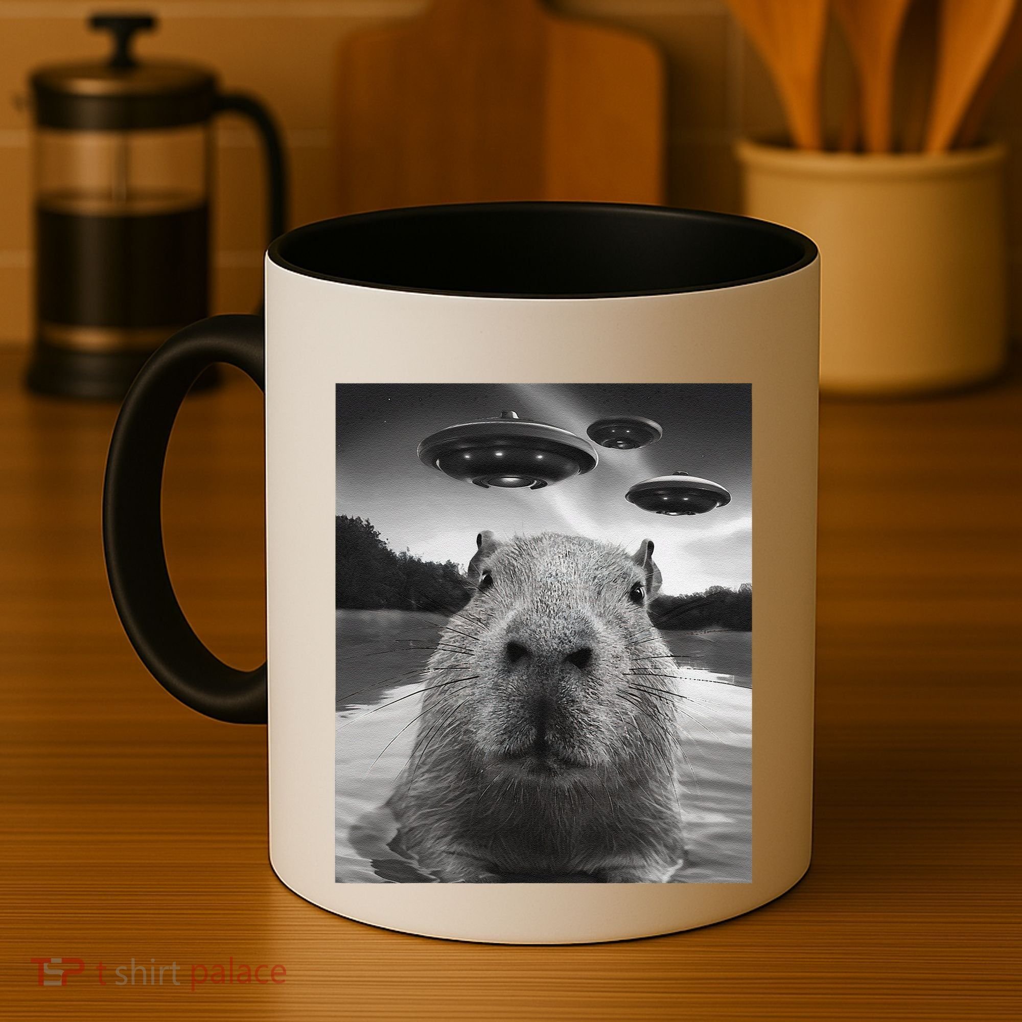 Funny Graphiccapybara Selfie With Ufos Weird Coffee Mug