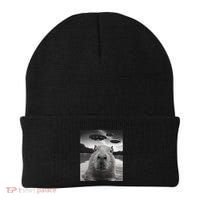 Funny Graphiccapybara Selfie With Ufos Weird Beanie thumb 0