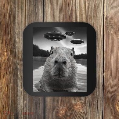 Funny Graphiccapybara Selfie With Ufos Weird Coaster