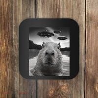Funny Graphiccapybara Selfie With Ufos Weird Coaster thumb 0