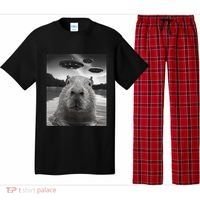 Funny Graphiccapybara Selfie With Ufos Weird Pajama Set thumb 0