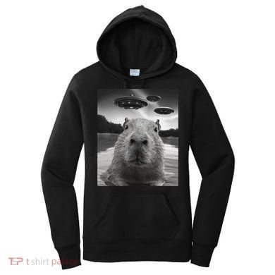 Funny Graphiccapybara Selfie With Ufos Weird Women's Hoodie