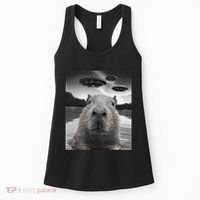 Funny Graphiccapybara Selfie With Ufos Weird Women's Tank Top thumb 0