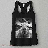 Funny Graphiccapybara Selfie With Ufos Weird Women's Tank Top thumb 3