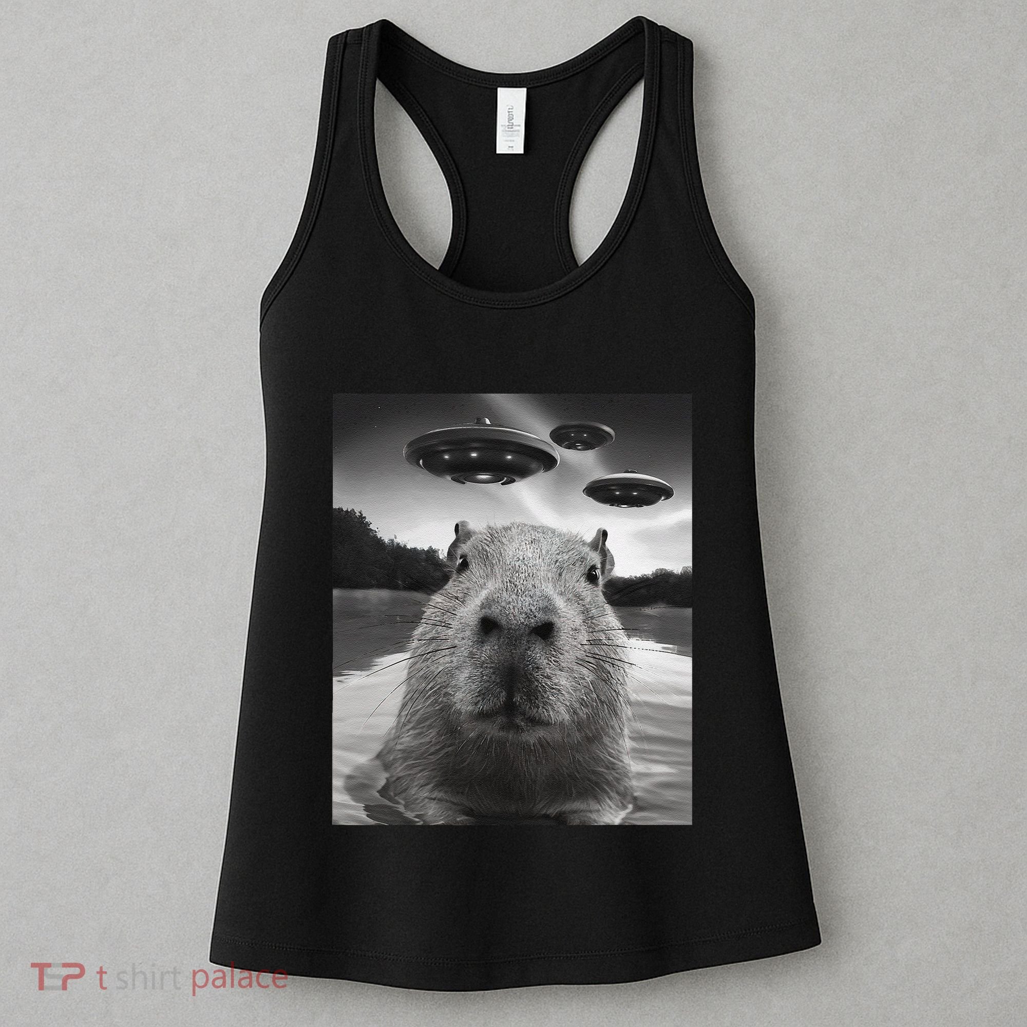 Funny Graphiccapybara Selfie With Ufos Weird Women's Tank Top