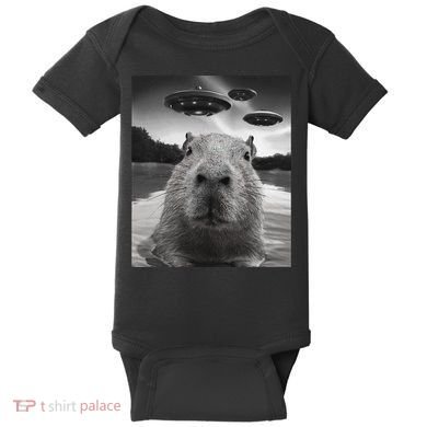 Funny Graphiccapybara Selfie With Ufos Weird Baby Bodysuit