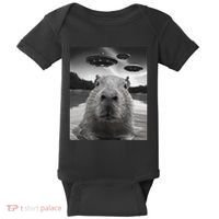 Funny Graphiccapybara Selfie With Ufos Weird Baby Bodysuit thumb 0